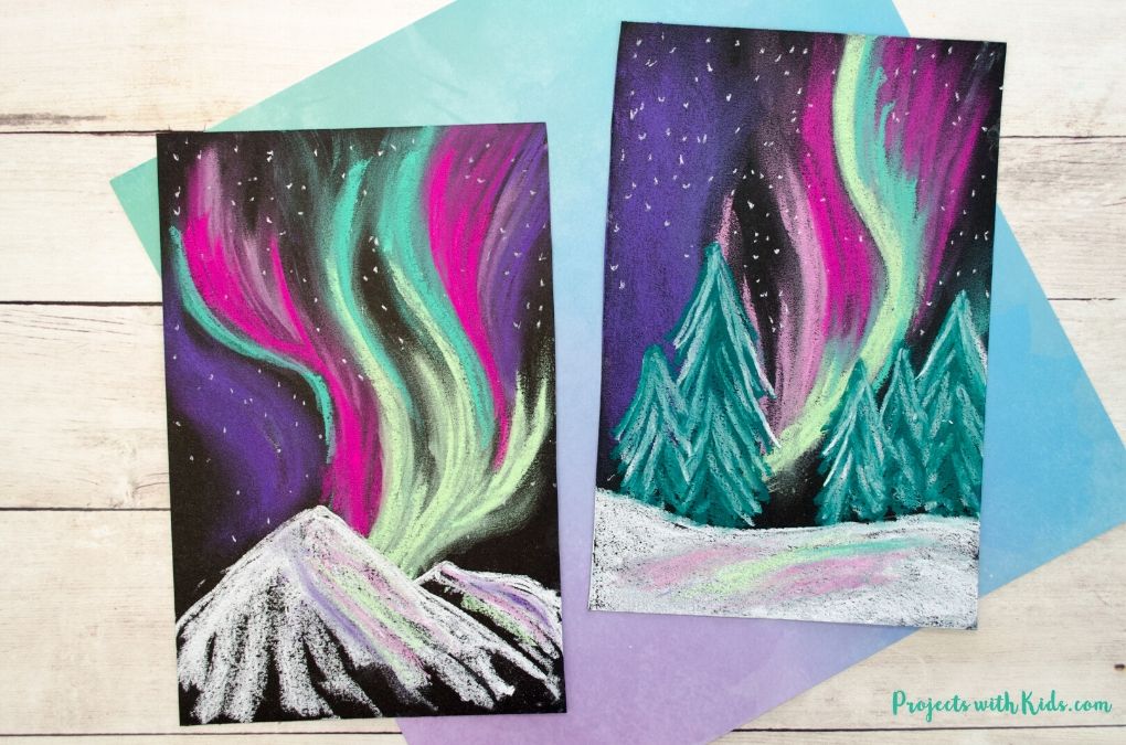Create Stunning Northern Lights Chalk Pastel Art - Projects with Kids